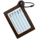 Travelers Envy Leather Luggage Tag with Metal Cable-Angus Beef Brown